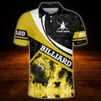 Custom Flaming Red Billiard Polo Shirt For Men, Custom Flame Billiard Shirt Team