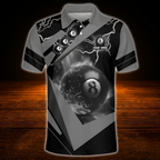 Custom 8 Ball Blue Thunder Billiard Polo Shirt Men, Custom 8 Ball Billiard Team Shirt