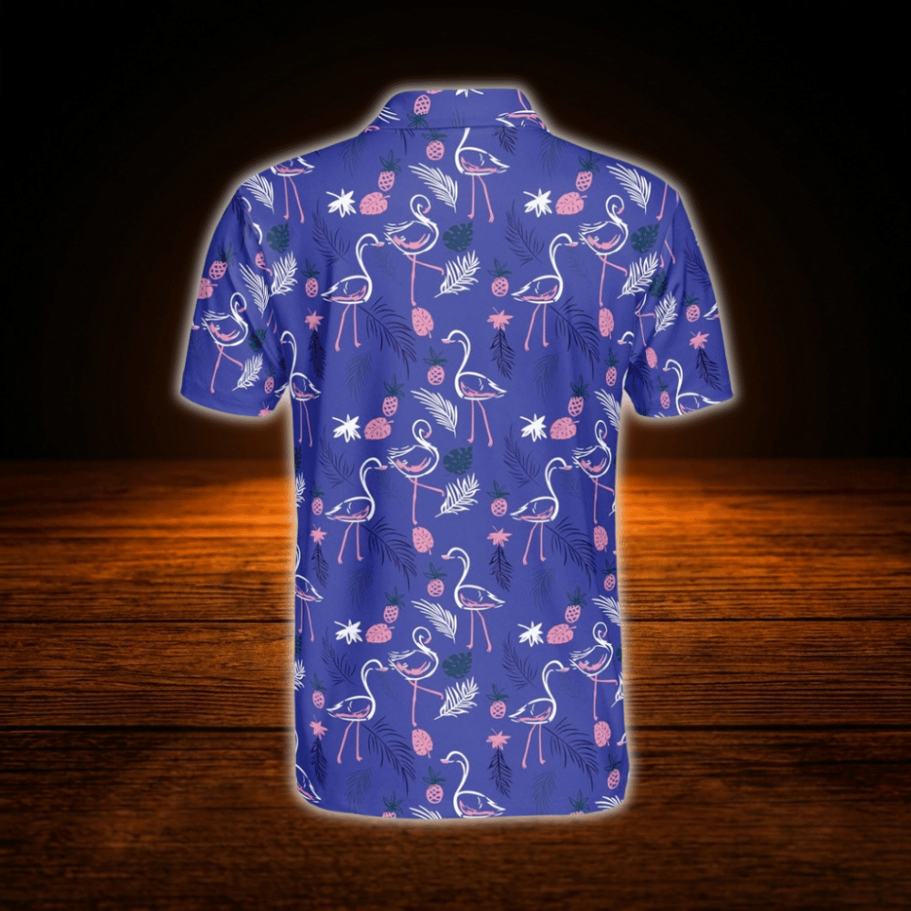 Flamingo Tropical Mens Golf Polo, Flamingo Golf Shirt