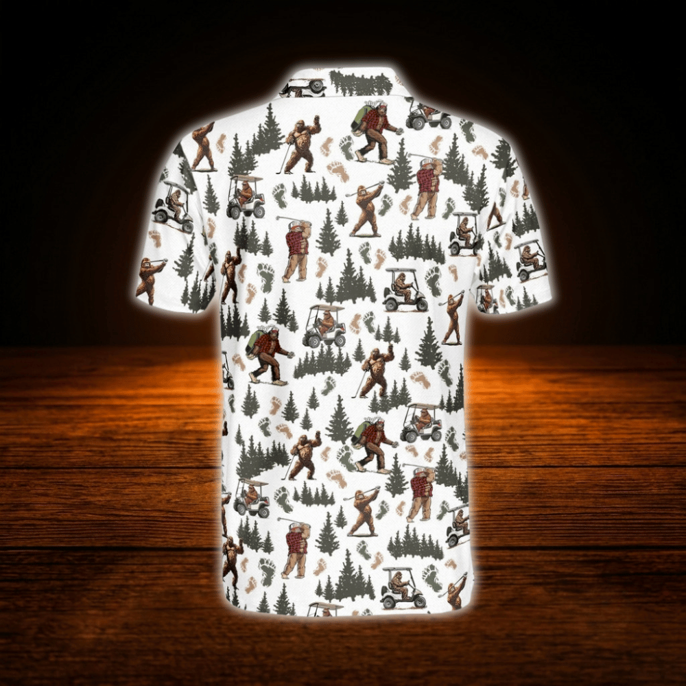 Bigfoot Tropical Golf Polo Shirts For Men, Bigfoot Golf Shirts