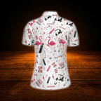 Funny Flamingo Women's Golf Polo Shirt,  Flamingo Golf Shirt For Ladies