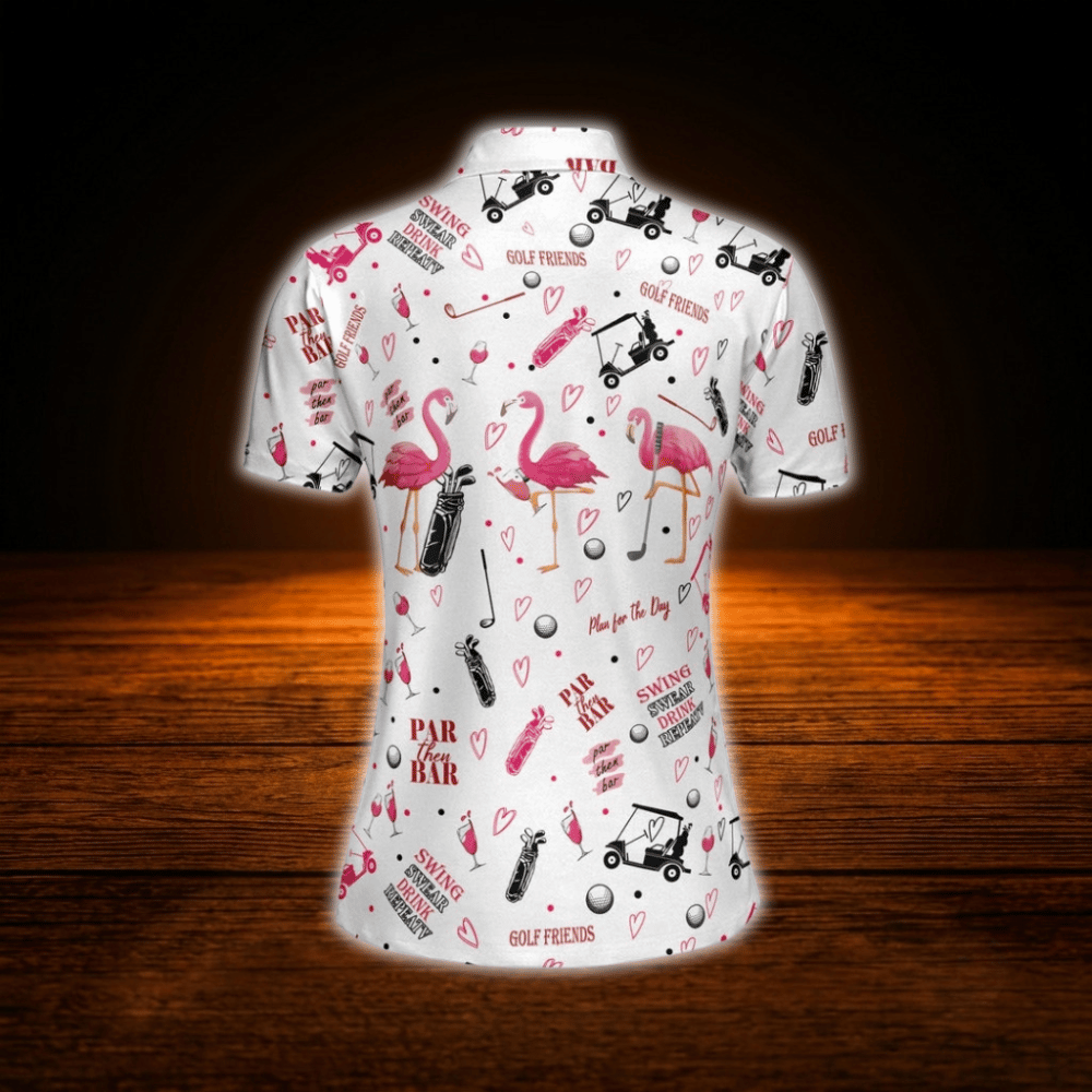 Funny Flamingo Women's Golf Polo Shirt,  Flamingo Golf Shirt For Ladies