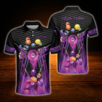 Custom Team Black And Red Billiard Polo Shirt For Men, Custom Billiard Shirts