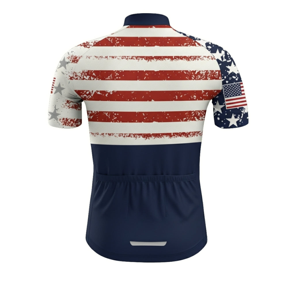 Custom USA Flag Short Sleeve Cycling Jersey For Mens, Custom Patriotic Cycling Jersey CZ0055