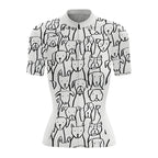 Womens Black And White Dog Cycling Short Sleeve Jersey, Dog Cycling Jersey CZ0039