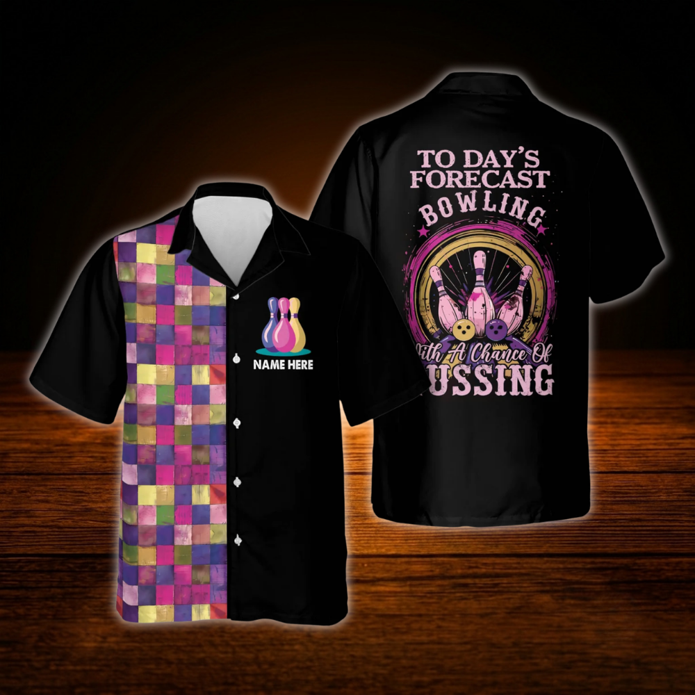 Today's Forecast Bowling With A Chance Of Cussing Custom Bowling Hawaiian Shirt, Funny Custom Bowling Shirt