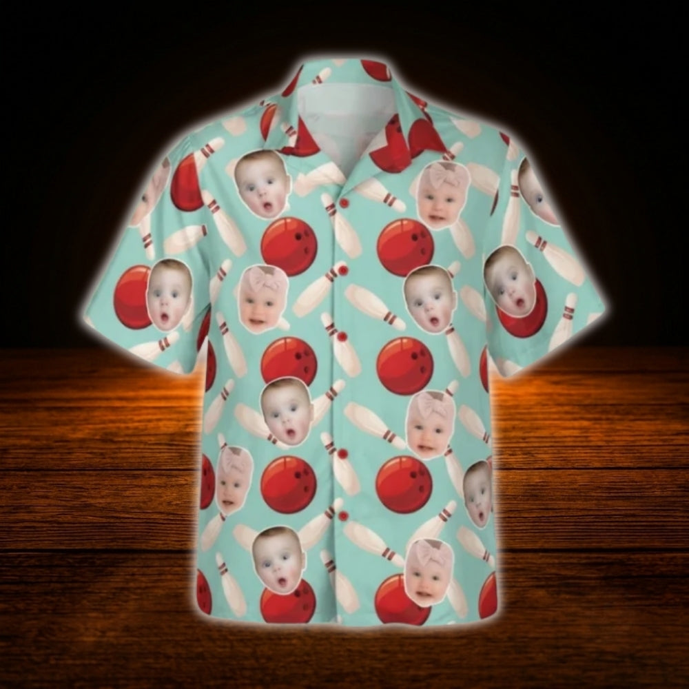 Custom Face Bowling Hawaiian Shirt For Men Women, Personalized Photo Bowling Shirt