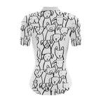 Womens Black And White Dog Cycling Short Sleeve Jersey, Dog Cycling Jersey CZ0039