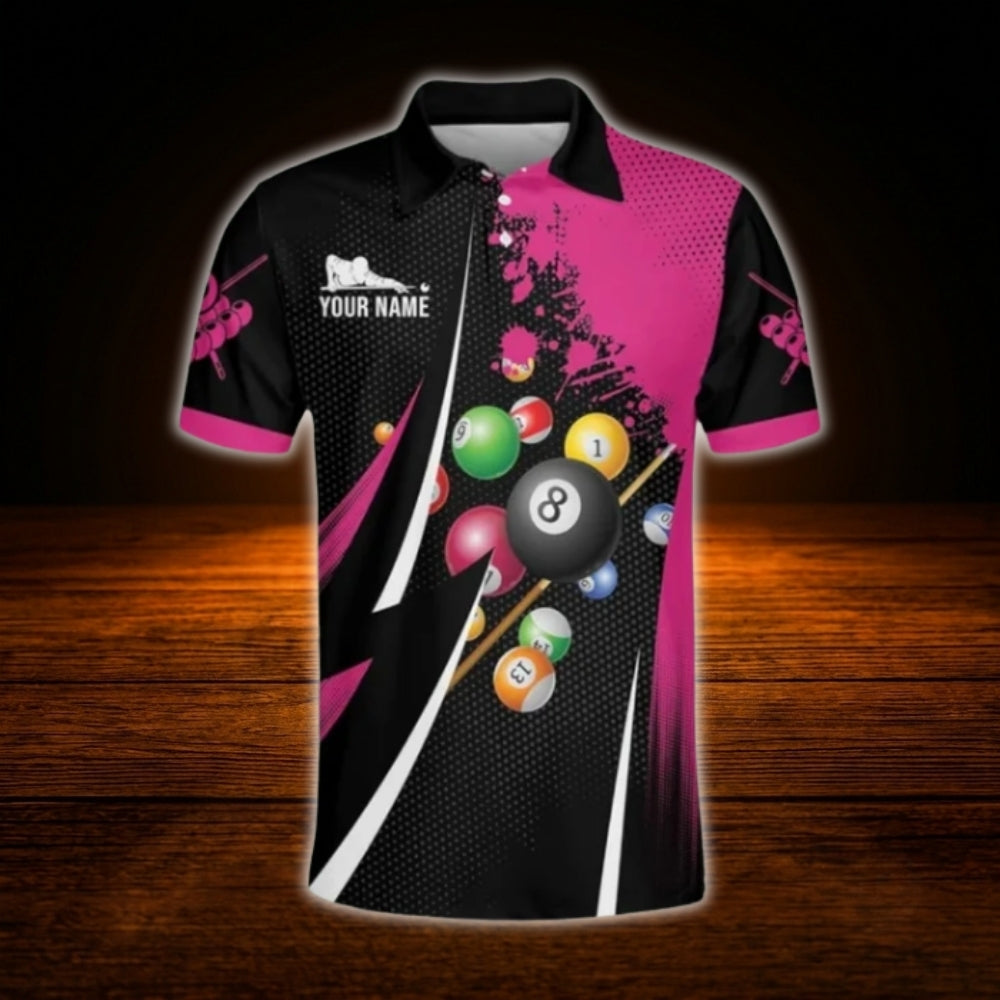 Custom Team Red And Black Billiard Polo Shirt Men, Custom Billiard Shirt