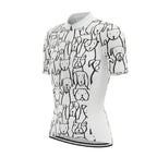 Womens Black And White Dog Cycling Short Sleeve Jersey, Dog Cycling Jersey CZ0039