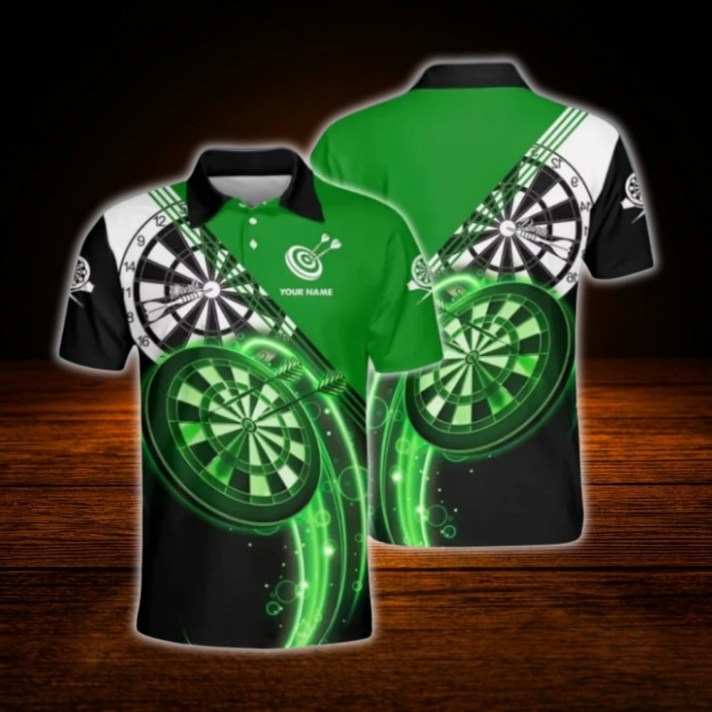 Custom Name Darts Polo Shirt For Men, Blue And Black Custom Darts Shirt