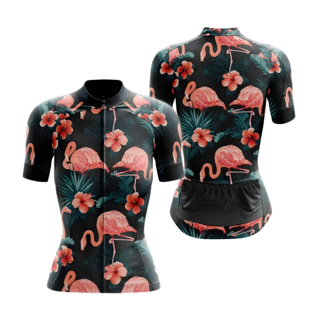 Flamingo Women's Tropical Cycling Short Sleeve Jerseys, Flamingo Cycling Jerseys For Ladies CZ0075