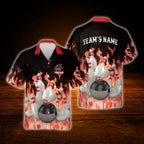 Custom Flame Bowling Hawaiian Shirt For Men, Custom Flame Bowling Team Shirt