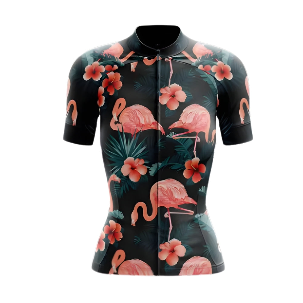 Flamingo Women's Tropical Cycling Short Sleeve Jerseys, Flamingo Cycling Jerseys For Ladies CZ0075