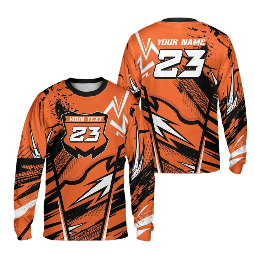 Custom Red Dirt Bike Long Sleeve Jersey Shirt For Men, Custom Dirt Bike Shirts ME0032