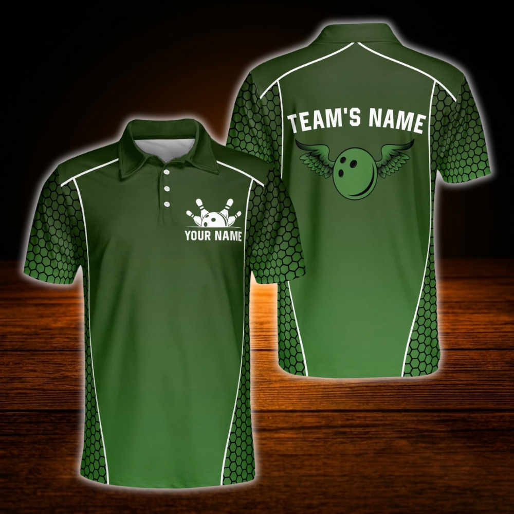 Custom Team Navy Black Bowling Polo Shirt, Custom Mens Bowling Shirt