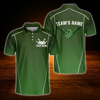 Custom Team Navy Black Bowling Polo Shirt, Custom Mens Bowling Shirt