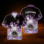 Custom Flame Bowling Hawaiian Shirt For Men, Custom Flame Bowling Team Shirt