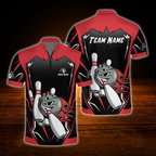 Angry Ball Custom Men Bowling Jersey Black And Red, Custom Team Bowling Shirt