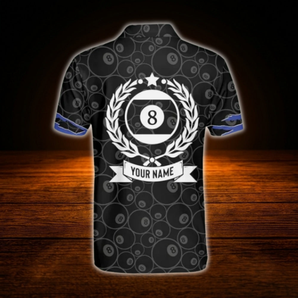 Custom 8 Ball Pattern Billiard Men Polo Shirt, Custom 8 Ball Billiard Shirt