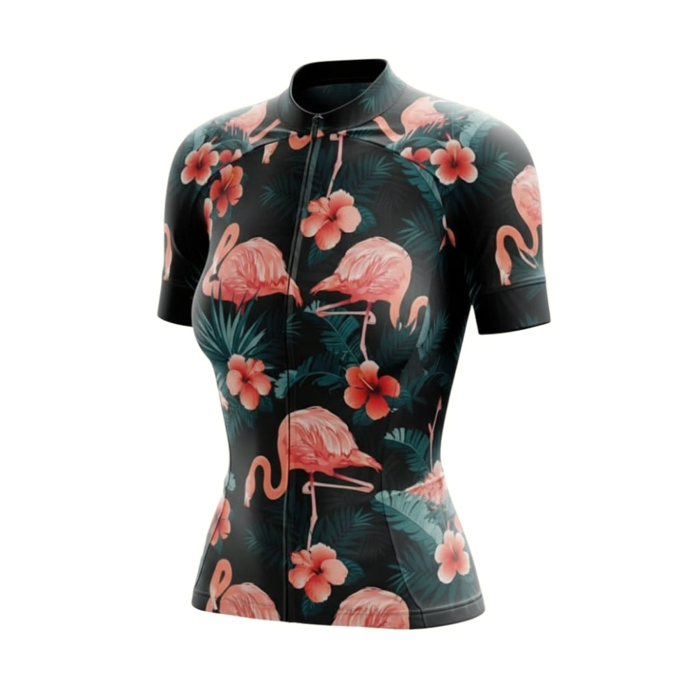Flamingo Women's Tropical Cycling Short Sleeve Jerseys, Flamingo Cycling Jerseys For Ladies CZ0075