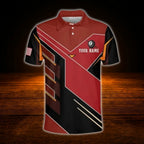 Custom Team 9 Ball Billiard Men Polo Shirt, Blak And Grey Custom Billiard Shirts