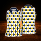 Women's Pink Argyle  Sleeveless Golf Shirt, Argyle Golf Shirt For Women