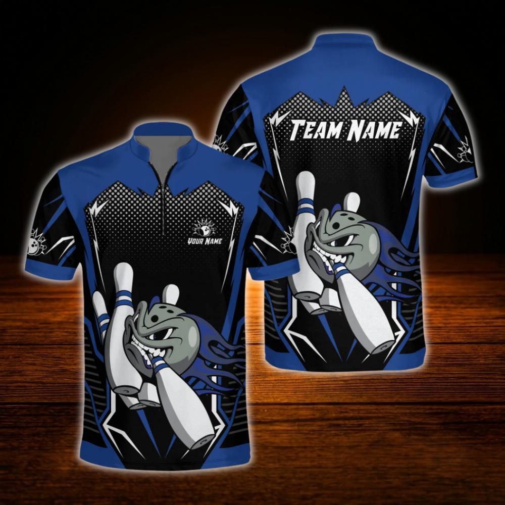 Angry Ball Custom Men Bowling Jersey Black And Red, Custom Team Bowling Shirt
