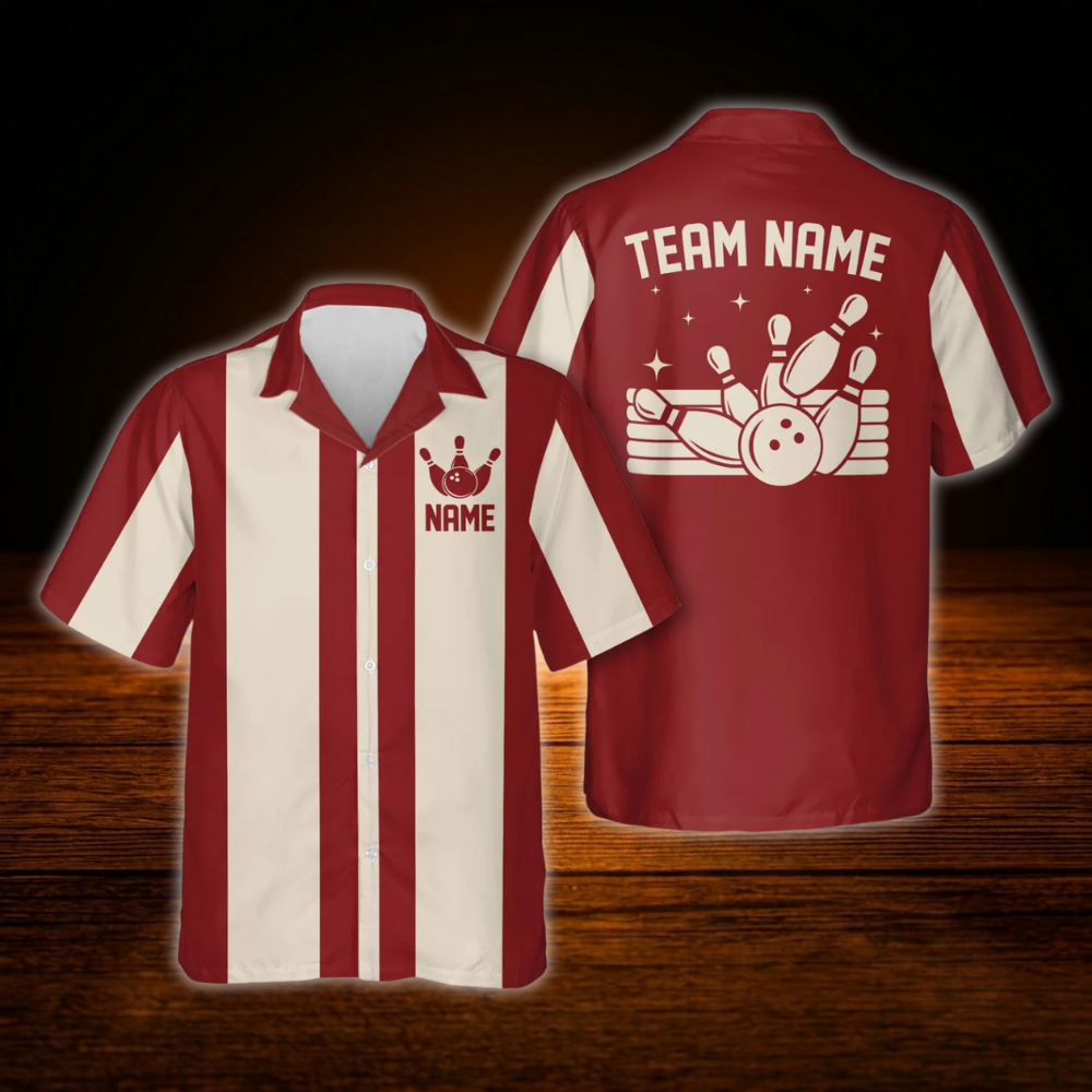Custom Black Beige Vintage Bowling Hawaiian Shirt, Custom Bowling Team Shirt Vintage