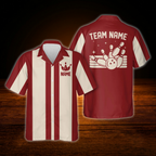 Custom Black Beige Vintage Bowling Hawaiian Shirt, Custom Bowling Team Shirt Vintage