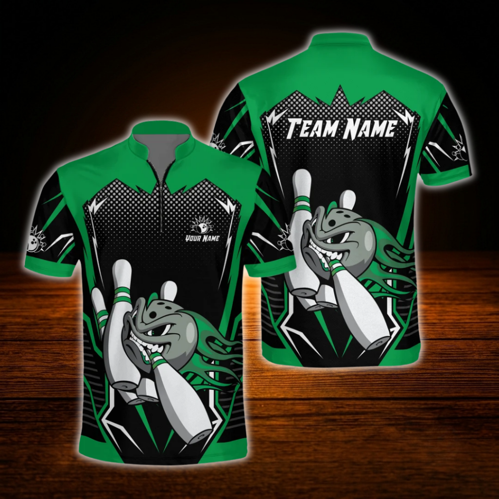 Angry Ball Custom Men Bowling Jersey Black And Red, Custom Team Bowling Shirt