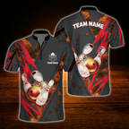 Custom Team Red Grey Bowling Jersey For Men, Custom Bowling Team Shirt
