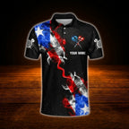 Custom Smoke Texas Flag Darts Polo Shirt Men, Custom Texas Dart Team Shirt