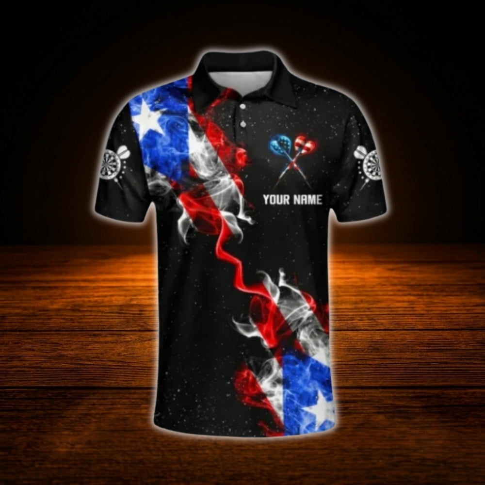 Custom Smoke Texas Flag Darts Polo Shirt Men, Custom Texas Dart Team Shirt