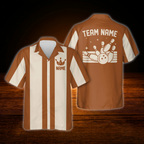 Custom Black Beige Vintage Bowling Hawaiian Shirt, Custom Bowling Team Shirt Vintage