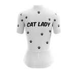 Women's Cat Lady White Cycling Short Sleeve Jersey, Cat Cycling Jerseys Ladies CZ0098