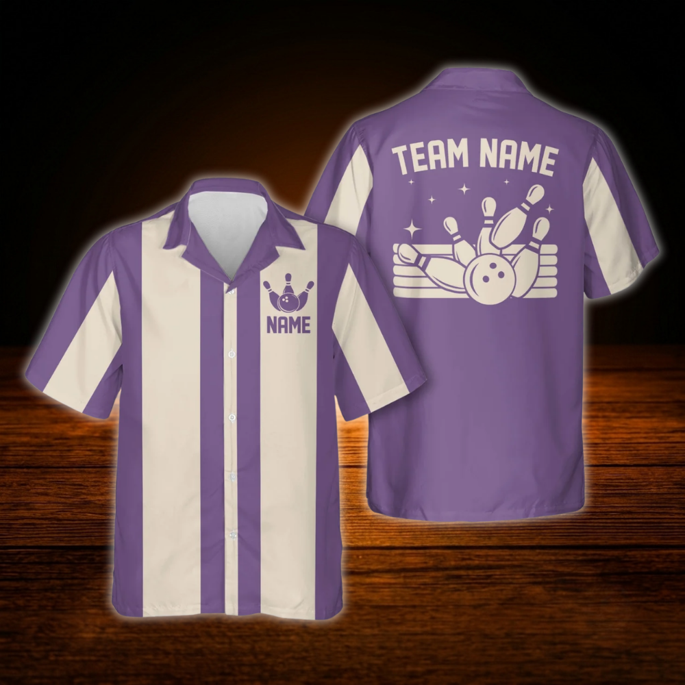 Custom Black Beige Vintage Bowling Hawaiian Shirt, Custom Bowling Team Shirt Vintage