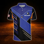 Custom Team 9 Ball Billiard Men Polo Shirt, Blak And Grey Custom Billiard Shirts