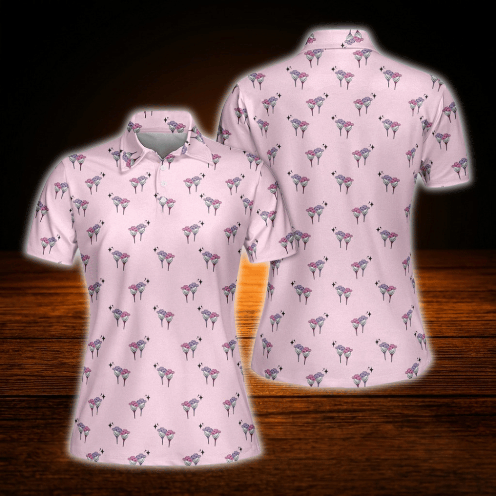 Cowgirl Pink Women Polo Golf Shirts, Western Golf Shirt For Ladies