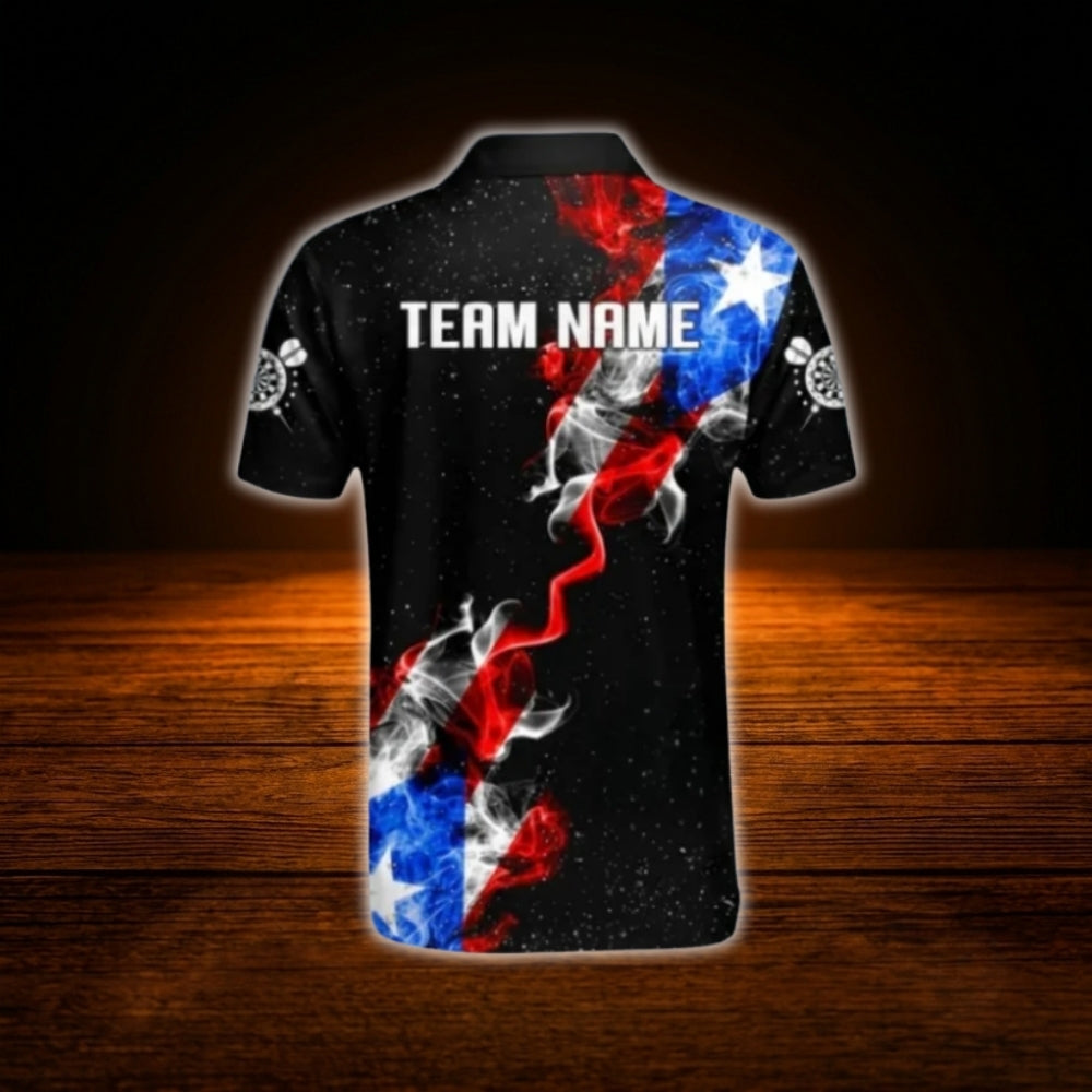 Custom Smoke Texas Flag Darts Polo Shirt Men, Custom Texas Dart Team Shirt