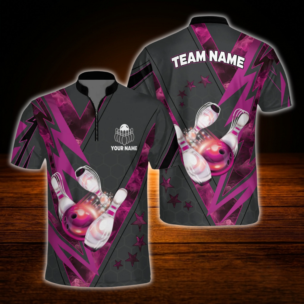 Custom Team Red Grey Bowling Jersey For Men, Custom Bowling Team Shirt