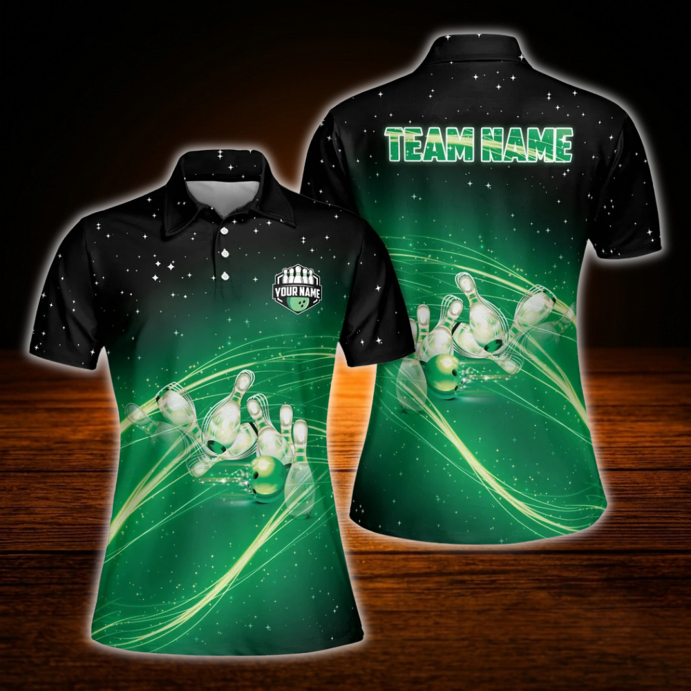 Custom Team Women Black Blue Bowling Polo Shirts, Custom Team Bowling Shirt For Women