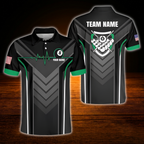 Custom Team Black Red Billiard Polo Shirt, Custom Billiard Team Shirt