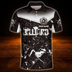 Custom 8 Ball Black Blue Billiard Men Polo Shirt, Custom 8 Ball Pool Team Shirt