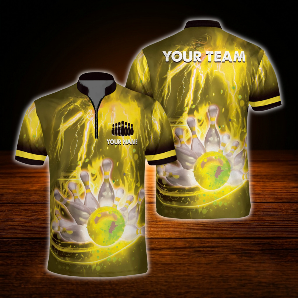 Custom Blue Thunder Lightning Bowling Mens Jersey, Custom Team Bowling Shirt