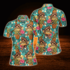 Women's Bigfoot Hotdog Golf Polo Shirt, Bigfoot Tropical Golf Shirt For Ladies