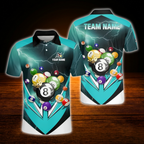 Custom Green Thunder Lightning Billiard Polo Shirt Men, Custom Thunder Billiard Team Shirts