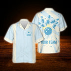Custom Retro Light Pink Bowling Hawaiian Shirt, Custom Retro Bowling Team Shirt