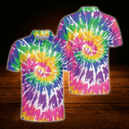 Colorful Tie Dye Men's Golf Polo Shirts, Tie Dye Golf Shirts
