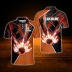 Custom Black And Red Bowling Team Polo Shirt, Custom Men Bowling Shirt